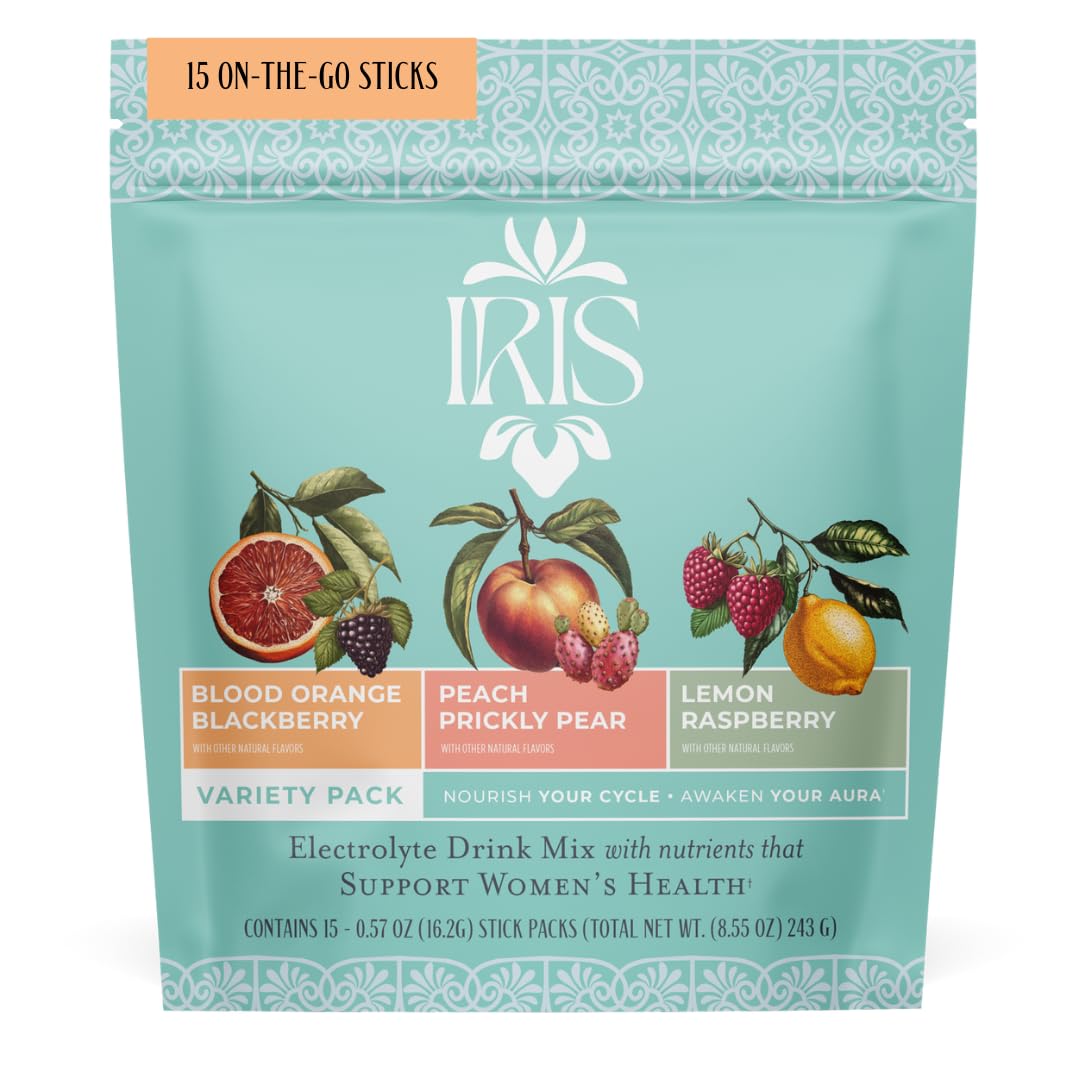 Iris Hormone Health Electrolyte Drink Mix | PCOS Support + Ovarian Function | 40:1 Myo & D‑Chiro Inositol, Magnesium, Prebiotic Fiber | Variety Pack, 15 Hydration Powder Packets IrisAu supplements