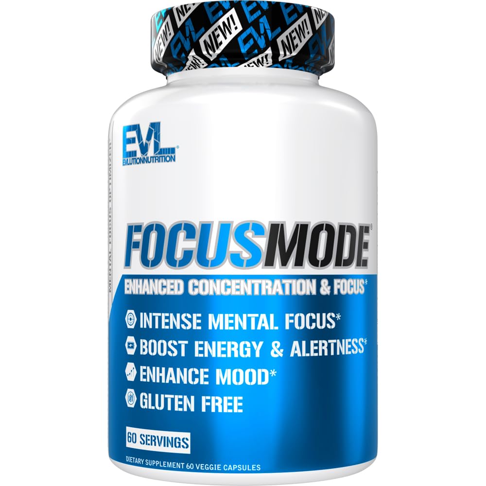 Evlution Nutrition Mental Energy and Focus Supplement for Adults - Nootropics Brain Support Supplement with Caffeine L Theanine Alpha GPC and L-Tyrosine - Focus Pills for Sustained Peak Performance EvlutionAu supplements