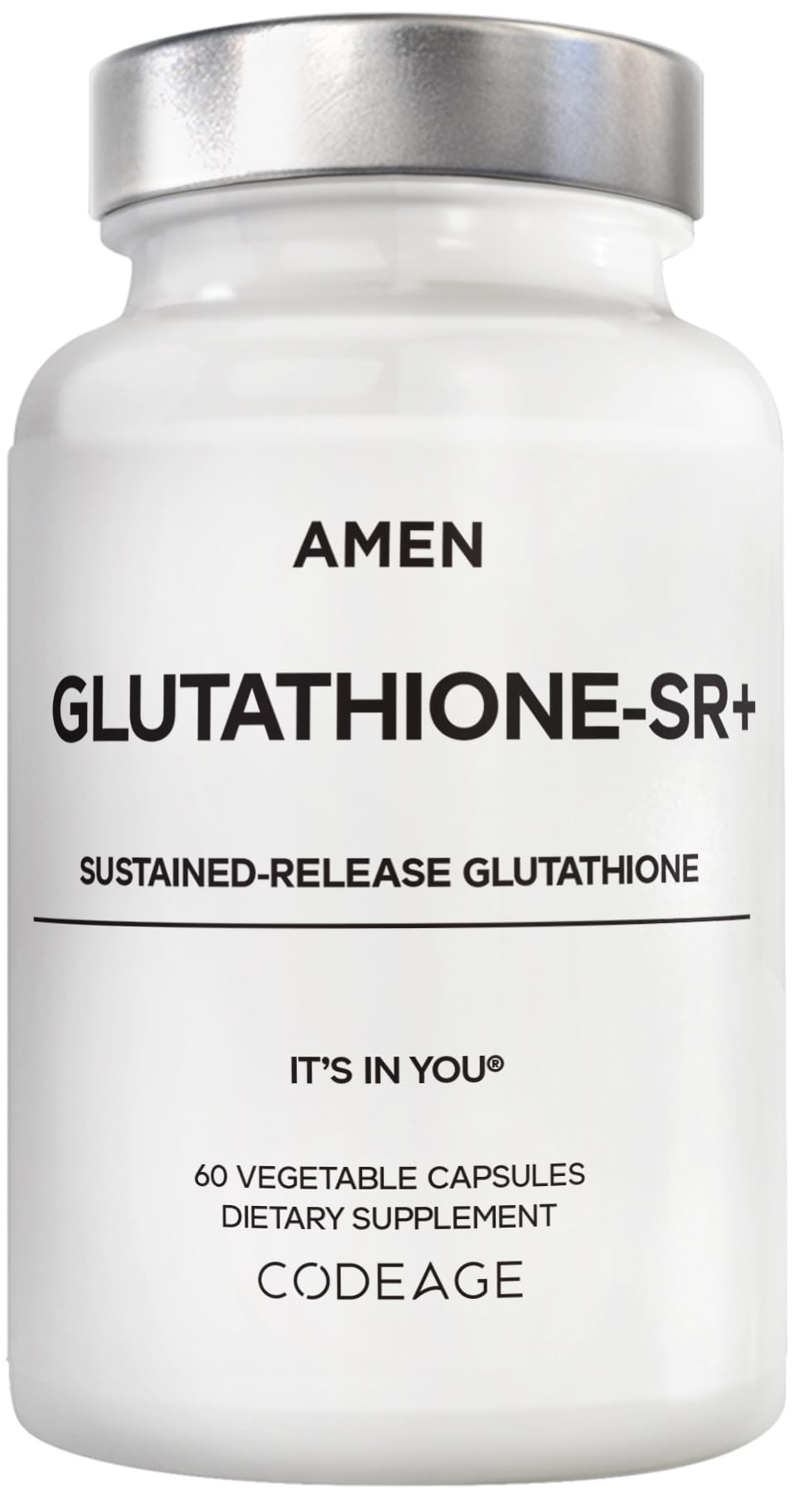 Amen Glutathione-SR+ Advanced Sustained-Release Supplement - 2-Month Supply - Reduced L-Glutathione - Galactomannans Fenugreek Seed - Time-Reduced Matrix - Non-GMO - 60 Capsules AmenAu supplements