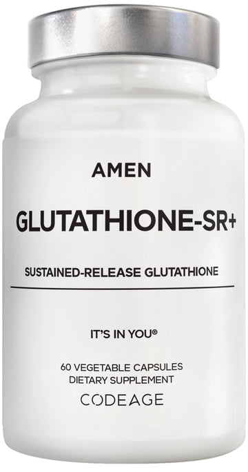 Amen Glutathione-SR+ Advanced Sustained-Release Supplement - 2-Month Supply - Reduced L-Glutathione - Galactomannans Fenugreek Seed - Time-Reduced Matrix - Non-GMO - 60 Capsules AmenAu supplements