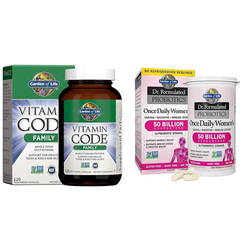 Garden of Life Multivitamin Family Formula 120 Capsules & Dr Formulated Probiotics for Women 30 Capsules Bundle Garden of LifeAu supplements
