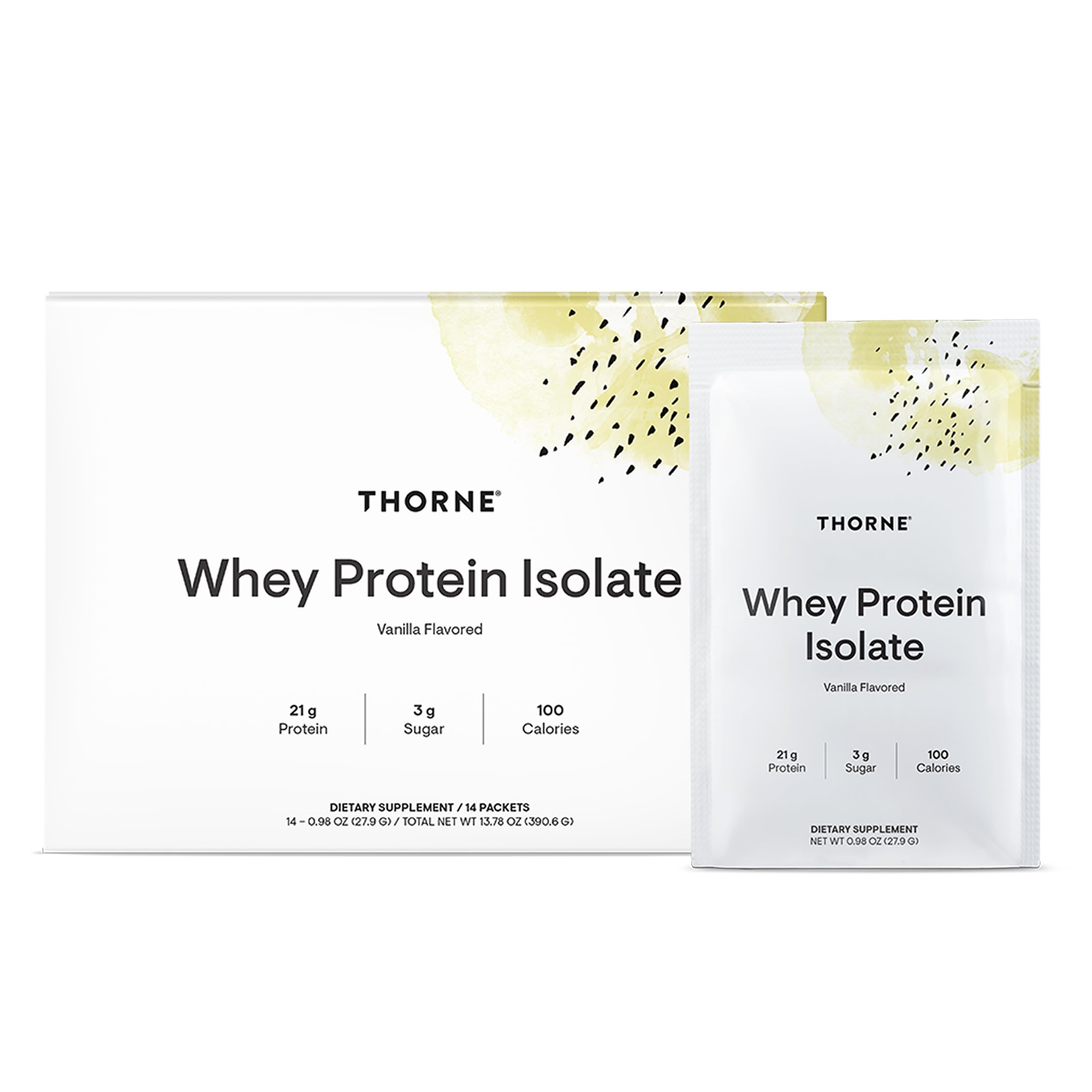 THORNE - Whey Protein Isolate - 21 Grams of Easy-to-Digest Whey Protein Powder - NSF Certified for Sport - Vanilla - 13.79 Ounces - 14 Packets THORNEAu supplements