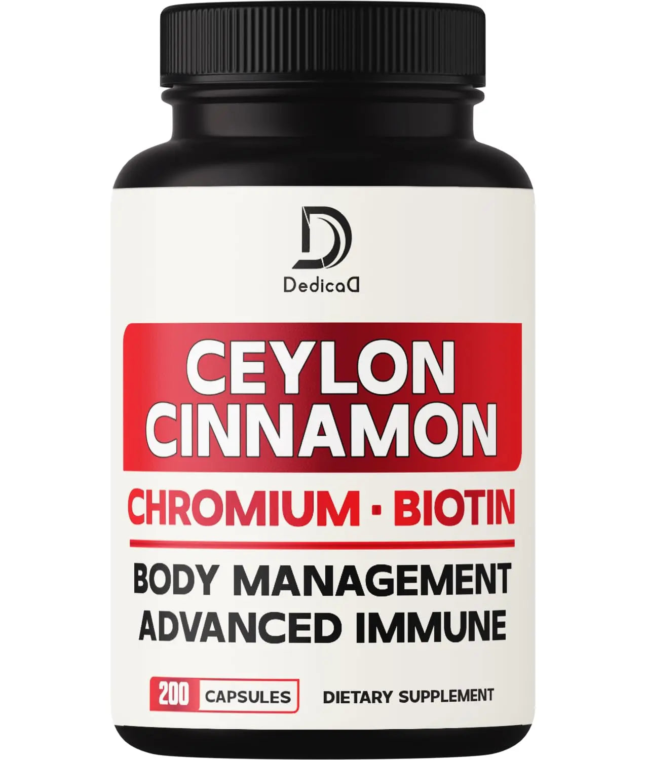 DEDICAD 13in1 Ceylon Cinnamon Capsules - 200 Capsules with Chromium Picolinate, Biotin, Grape Seed, Elderberry & More DEDICADAu supplements