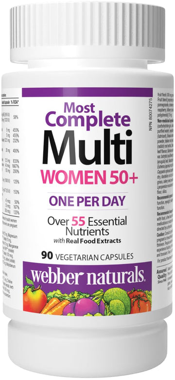Webber Naturals Women's 50+ Most Complete Multi, 90 Vegetarian Capsules Webber NaturalsAu supplements