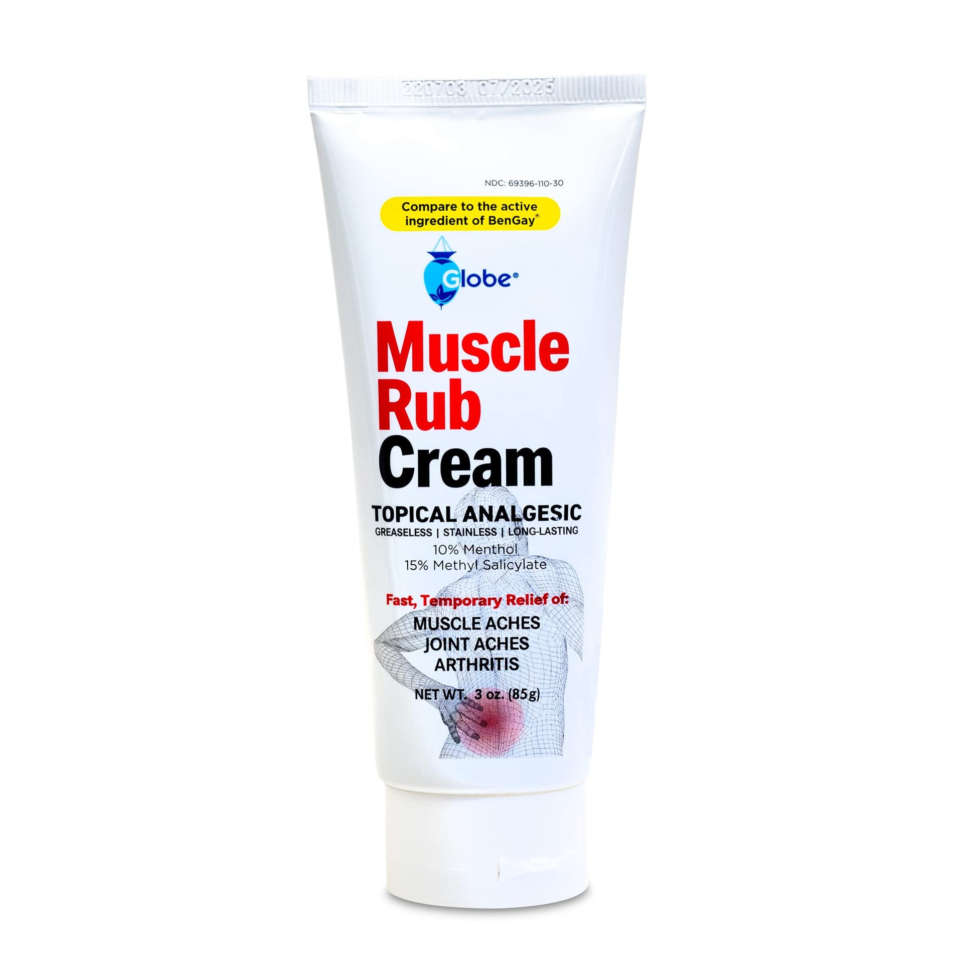 (3 Pack) Globe Ultra Strength Greaseless Muscle Rub Cream (3 oz). Compare to The Active Ingredients of Greaseless Bengay, 10% Menthol & 15% Methyl Salicylate (3 Pack) GlobeAu supplements