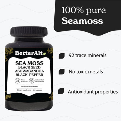 Better Alt Sea Moss Capsules- Irish Sea Moss with Black Seed Oil, Ashwagandha & Black Better AltUS supplements