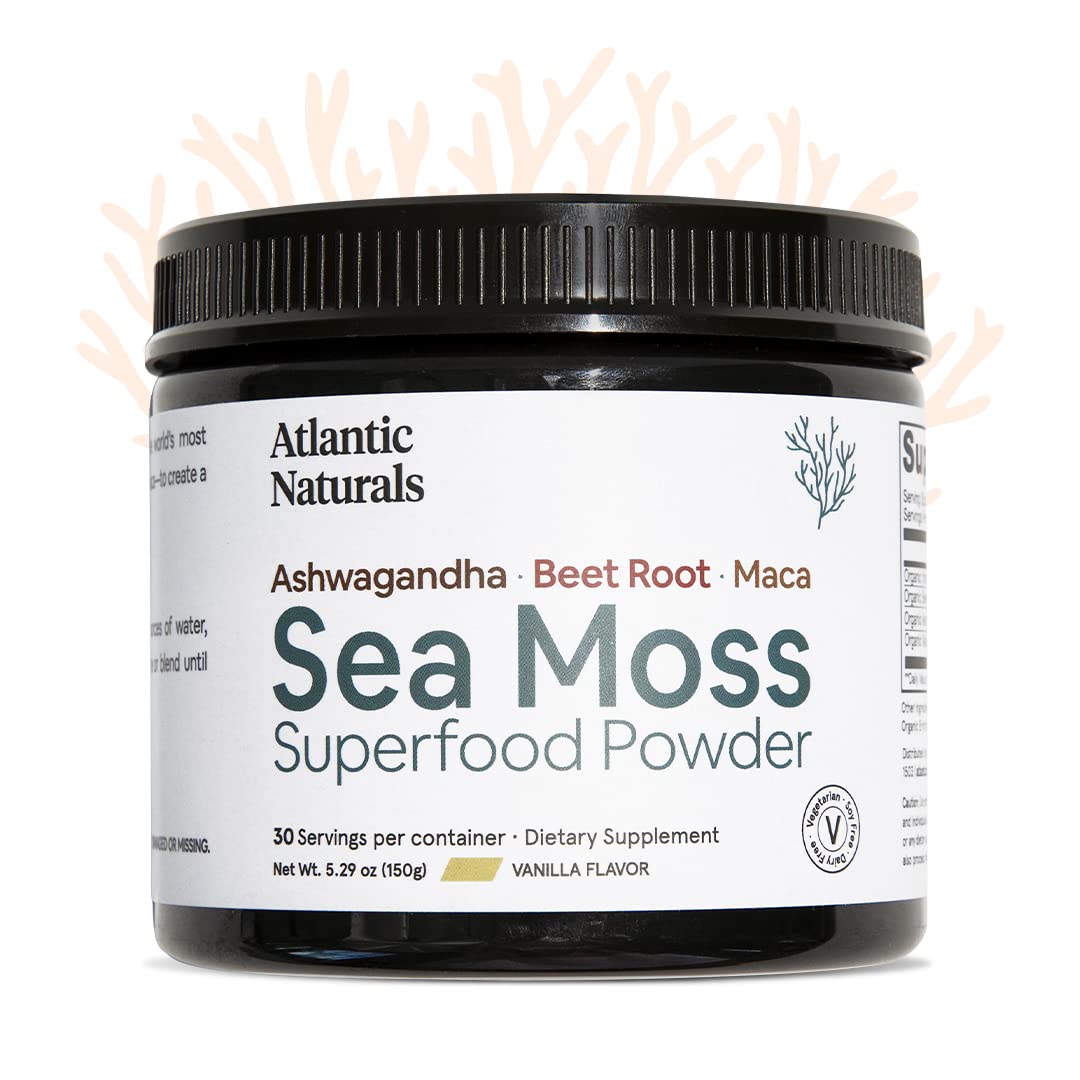 Organic Sea Moss Superfood Powder with Ashwagandha, Beet Root, and Maca Atlantic NaturalsUS supplements