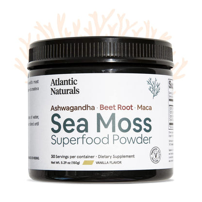 Organic Sea Moss Superfood Powder with Ashwagandha, Beet Root, and Maca Atlantic NaturalsUS supplements