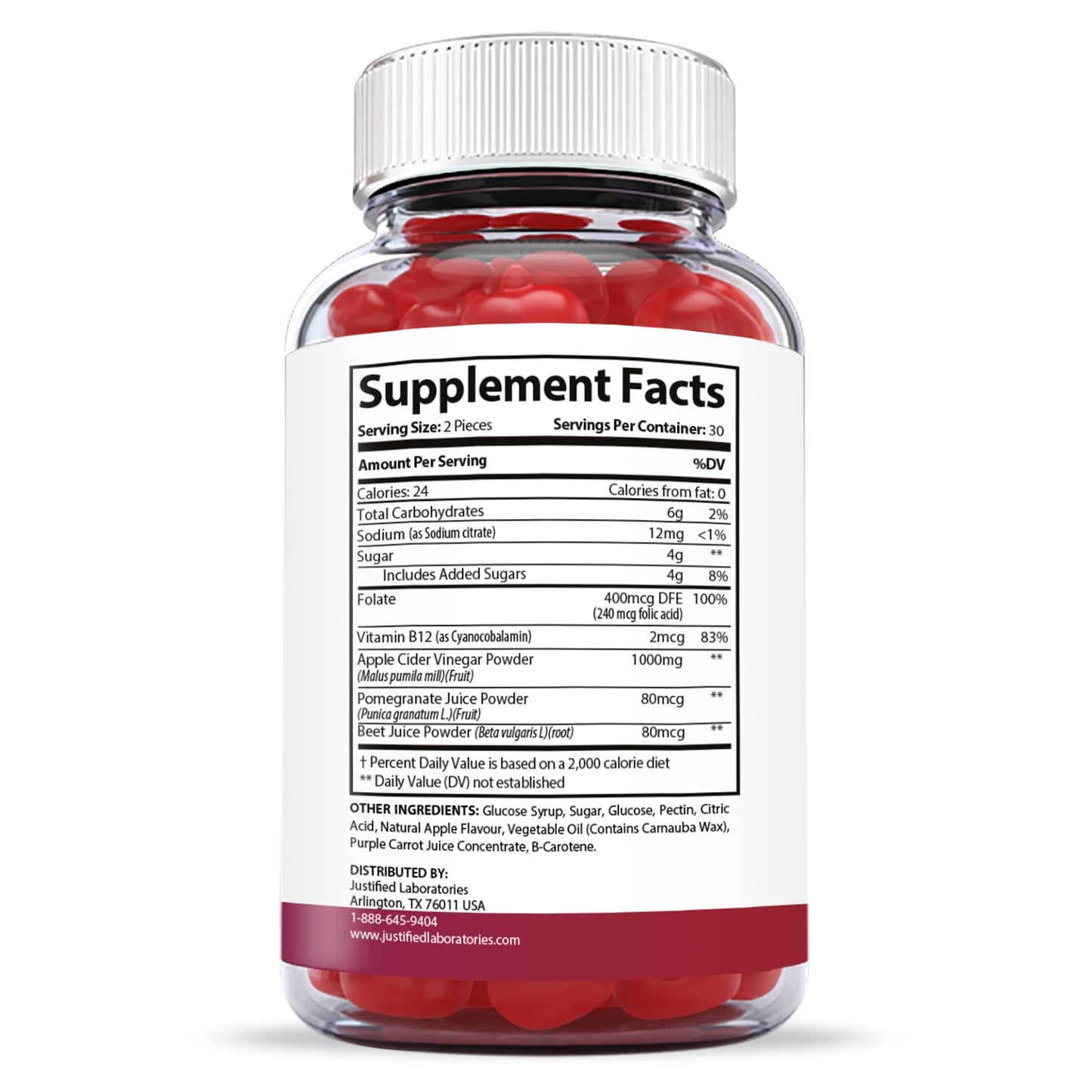 Justified Laboratories (5 Pack) Ketofitastic Keto Gummies 1000MG ACV with Pomegranate Justified LaboratoriesUS supplements