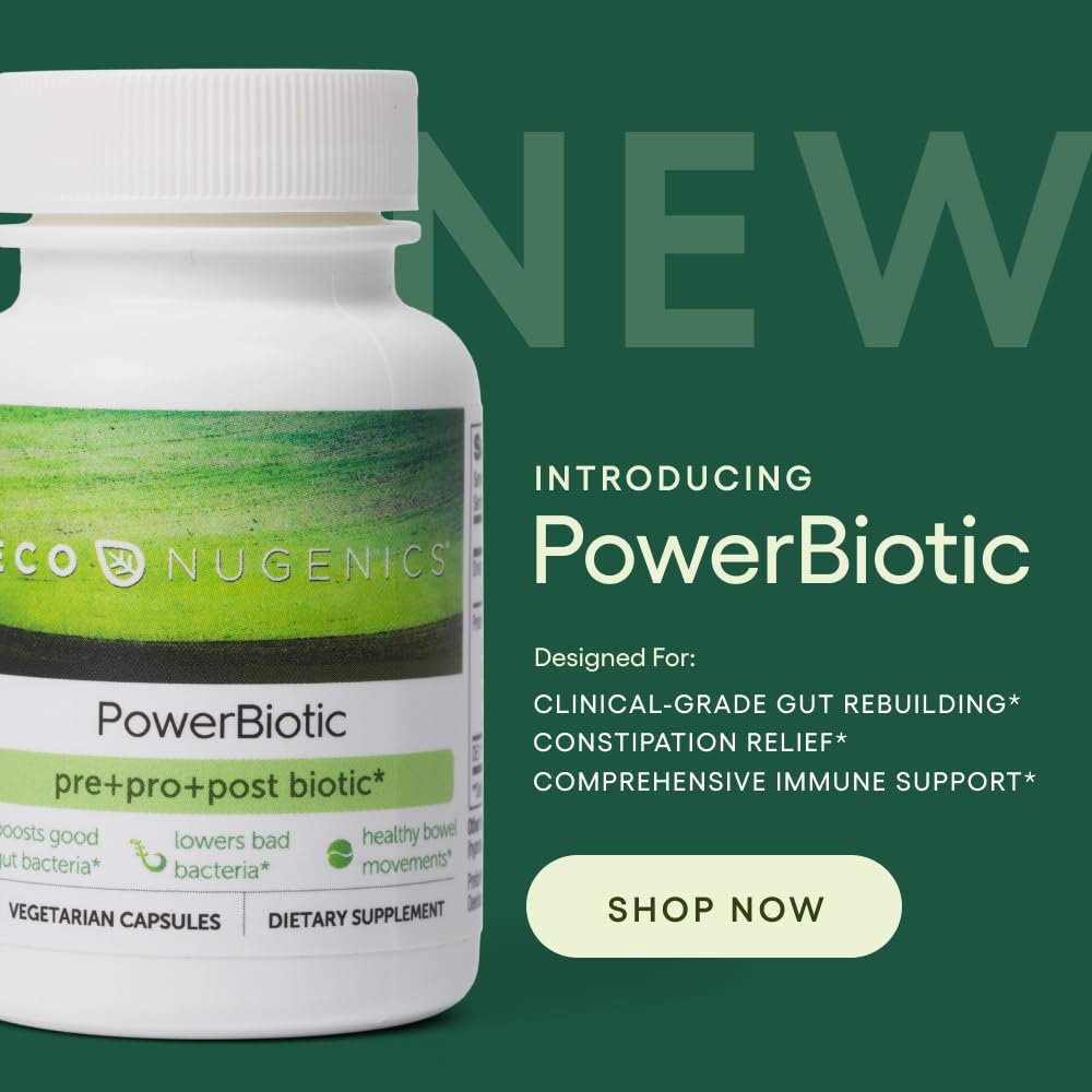 EcoNugenics PowerBiotic: Prebiotic, Probiotic & Postbiotic for Men & Women – 30 Capsules (1 Daily) – Supports Digestive Health, Gut Cleanse, Constipation Relief, Immune Function EcoNugenicsAu supplements