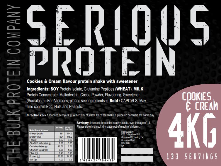 The Bulk Protein Company – SERIOUS PROTEIN – Protein Powder – 4kg – Low Carb The Bulk Protein CompanyAu supplements