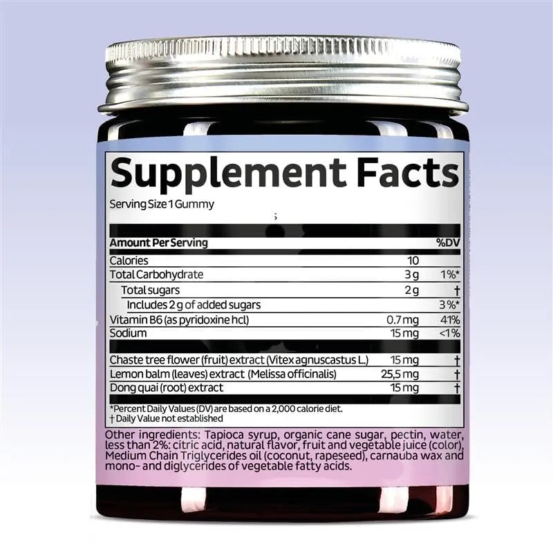 PMS Support Supplement for Women. Menstrual Relief Gummies to Target Hormonal Breakouts, Bloating, Period Cramps, & Mood Swings. Vegan, with Vitamin B6 & Lemon Balm, 60 Gummies Bears with BenefitsAu supplements