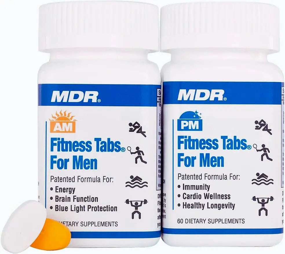 MDR Fitness Tabs Patented AM/PM Multivitamin for Men Doctor Formulated with Right Nutrients at The Right Time - Gluten Free - 2 Month Supply MDRAu supplements