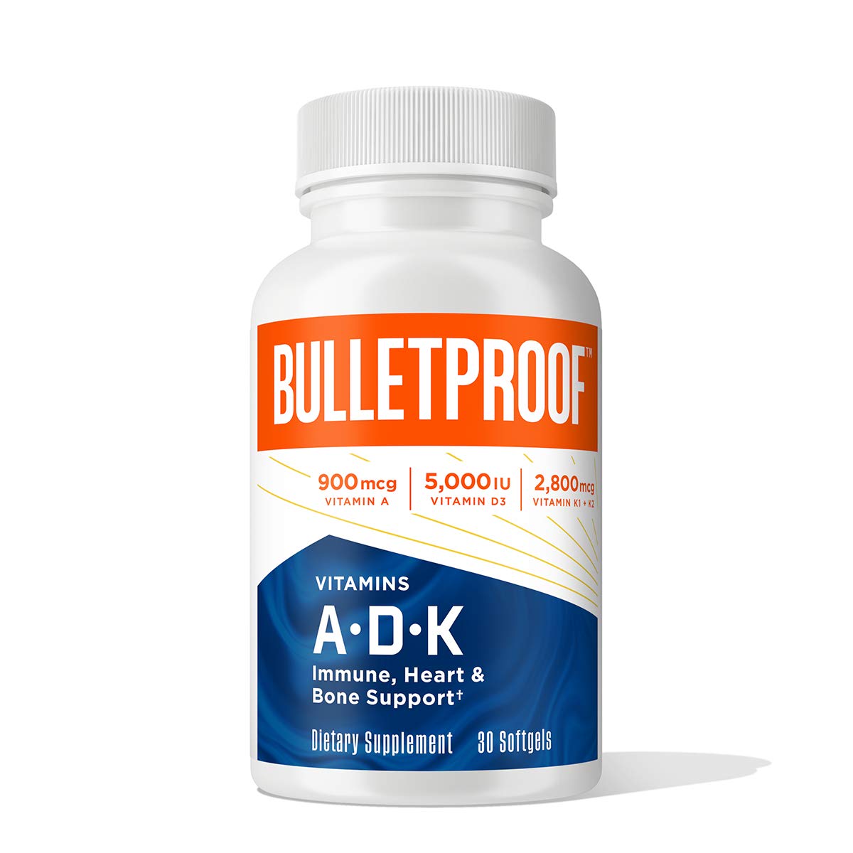 Vitamins A-D-K, 30 Softgels, 900mcg Vitamin A, with 5000 IU D3, K1, K2, K3, High Potency BulletproofUS supplements