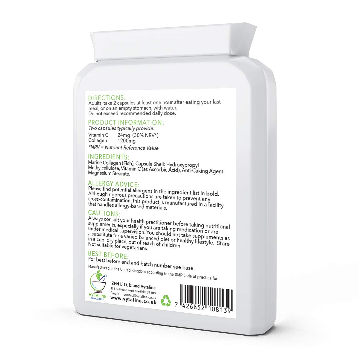 Marine Collagen Supplement for Women with Vitamin C - High Strength 600mg of Pure Hyaluronic VYTALINEAu supplements