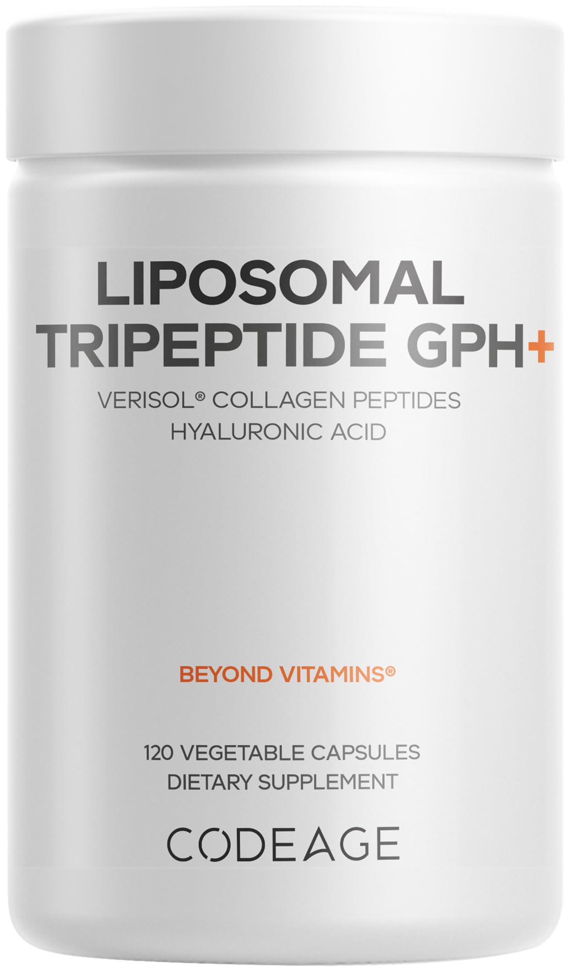 Codeage Liposomal Tripeptide GPH+ Supplement - Verisol Bioactive Beauty Collagen Peptides - Hyaluronic Acid - Skin Structure Support - GPH Tripeptide - Glycine–Proline–Hydroxyproline - 120 Capsules CodeageAu supplements