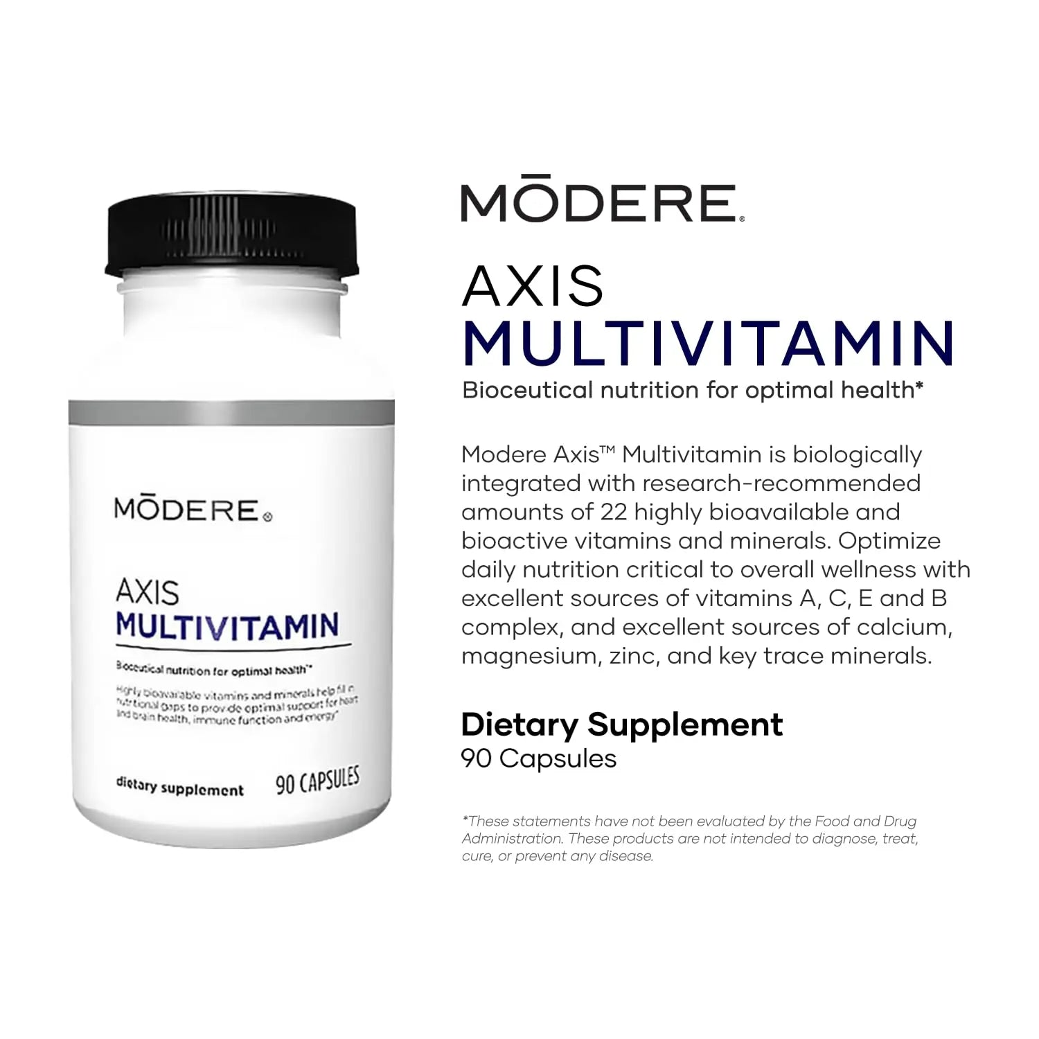 Modere Axis Multivitamin Supplement - Daily Essential Vitamins & Minerals for Overall Health and Wellness Support for Adults Immune - 90 Capsules ModereAu supplements