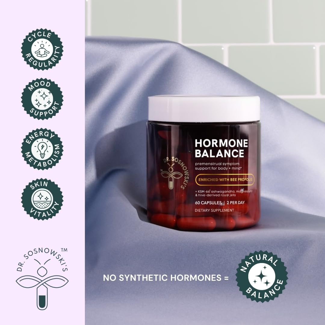 Dr Sosnowski's Hormone Balance | Multivitamin for Women to Support Hormonal Regulation, Energy, Mental Clarity & Skin | Bee Propolis, Ashwagandha, Dong Quai, Magnesium, B6 Vitamins | 60 Capsules Dr Sosnowski'sAu supplements