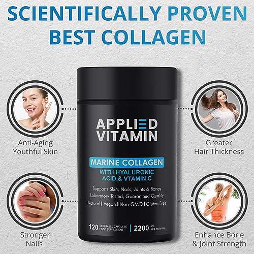 Applied vitamin Marine Collagen Capsules 2000mg-Enhance with Hyaluronic Acid, Zinc, Vitamin C & Biotin 120 Applied VitaminAu supplements