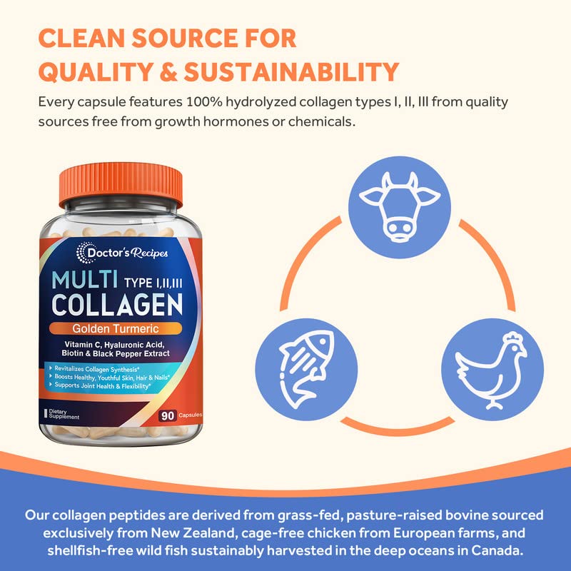 Doctor's Recipes Multi Collagen Complex with Golden Turmeric, Vitamin C, Biotin, Hyaluronic Doctor's RecipesAu supplements