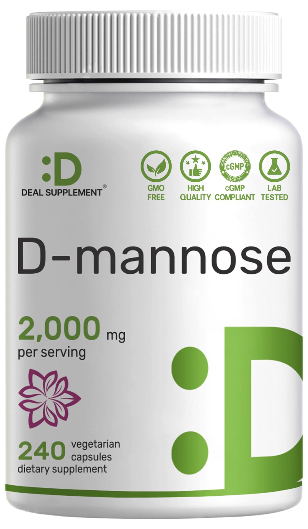 DEAL SUPPLEMENT D Mannose 500mg Capsules (2,000mg Per Serving), 240 Veggie Pills – Fast Acting Water-Soluble Form – Extra Strength Urinary Tract (UTI) Health Support – Non-GMO, Vegan Friendly DEAL SUPPLEMENTAu supplements