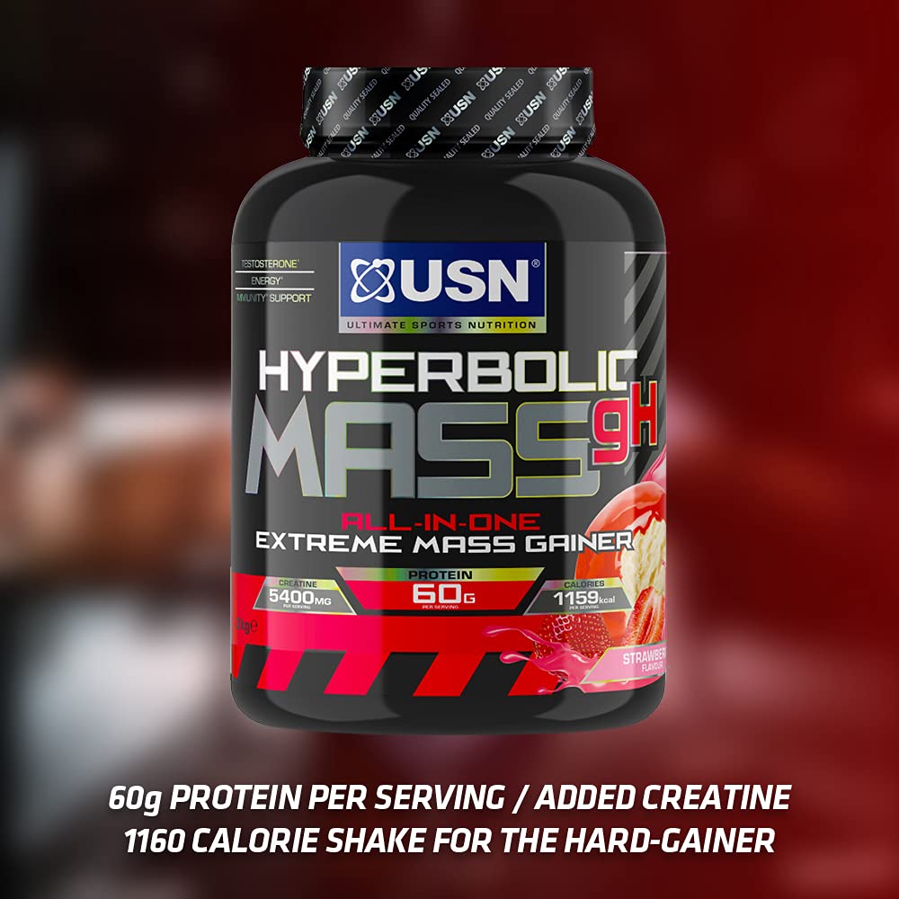 USN Hyperbolic Mass Strawberry 6kg: High Calorie Mass Gainer Protein Powder for Fast Muscle Mass USNAu supplements