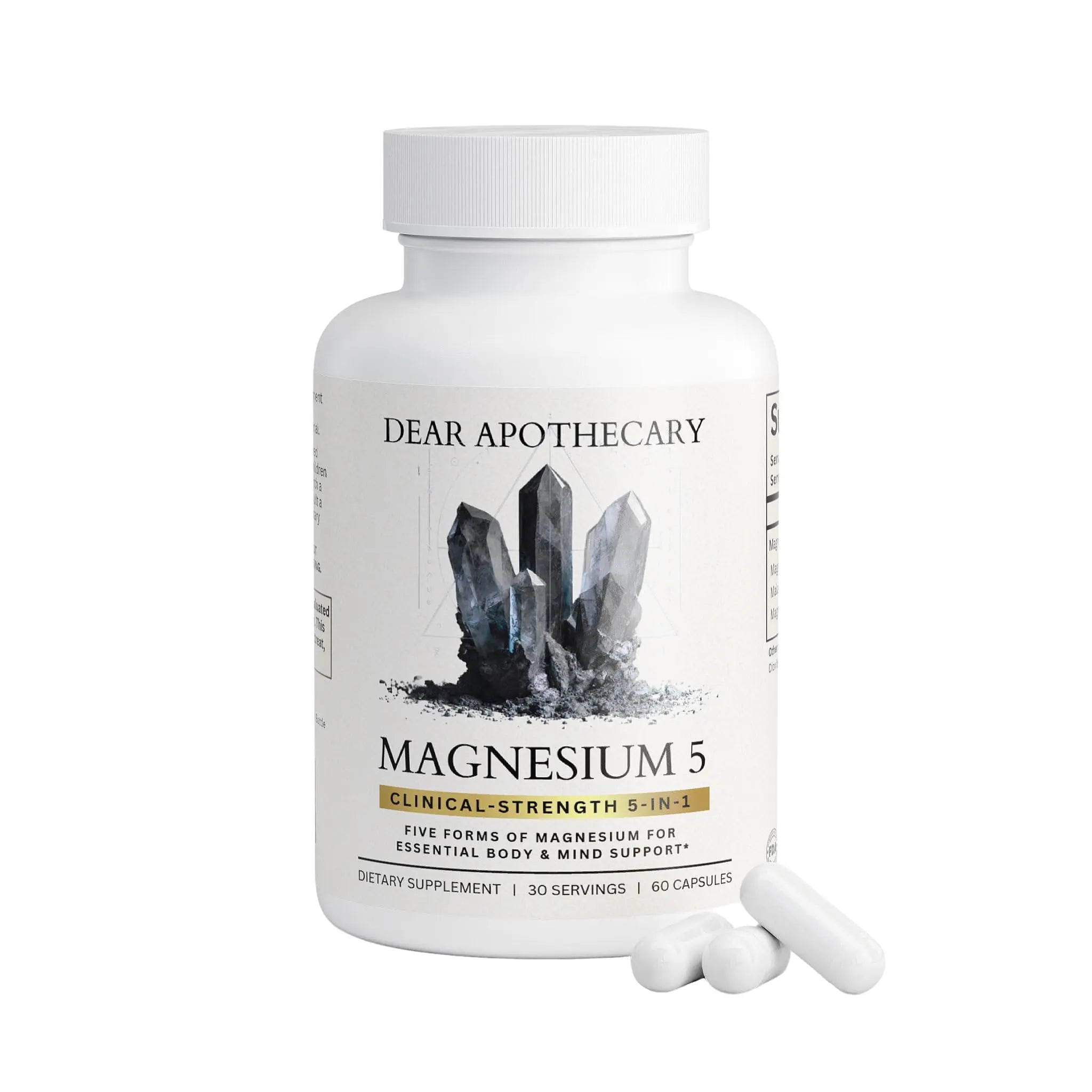 Magnesium Complex Supplement - 5 Forms Citrate Glycinate Malate Oxide Aquamin - Multi Magnesium Blend - High Absorption Chelated - Essential Mineral - Non-GMO Gluten-Free - 60 Capsules Dear ApothecaryAu supplements
