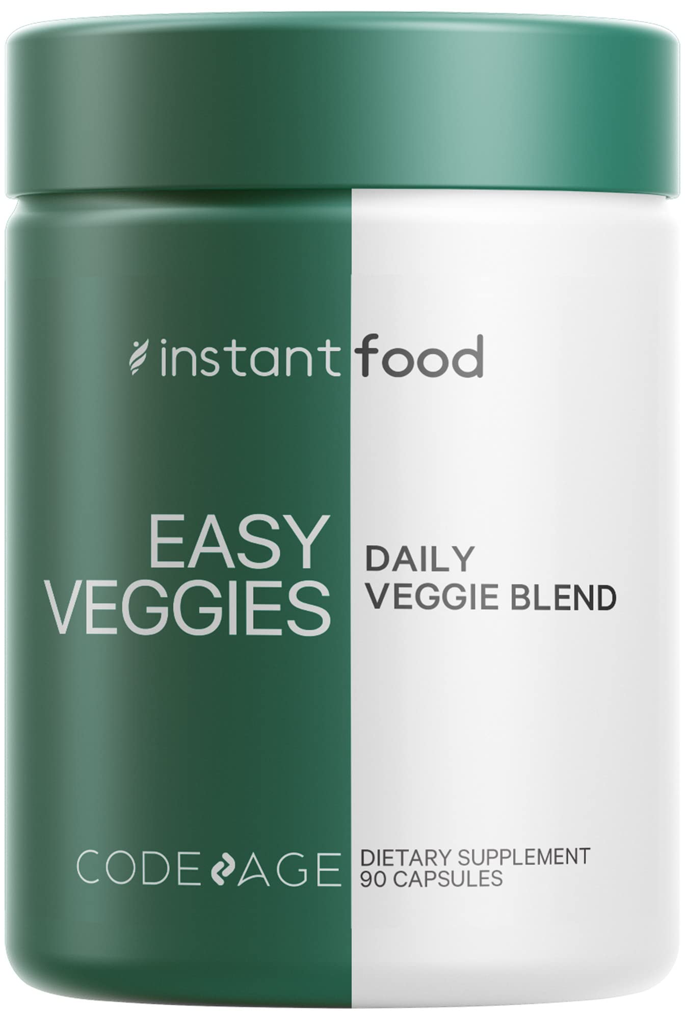 Codeage Instantfood Easy Veggies, Over 15 Vegetable Powders Equivalent All-in-One, Daily Vegan Blend, Whole Food Greens Vitamins Supplement Capsules, Phytonutrients Multivitamin, Non-GMO, 90 Capsules CodeageAu supplements