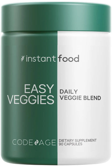 Codeage Instantfood Easy Veggies, Over 15 Vegetable Powders Equivalent All-in-One, Daily Vegan Blend, Whole Food Greens Vitamins Supplement Capsules, Phytonutrients Multivitamin, Non-GMO, 90 Capsules CodeageAu supplements