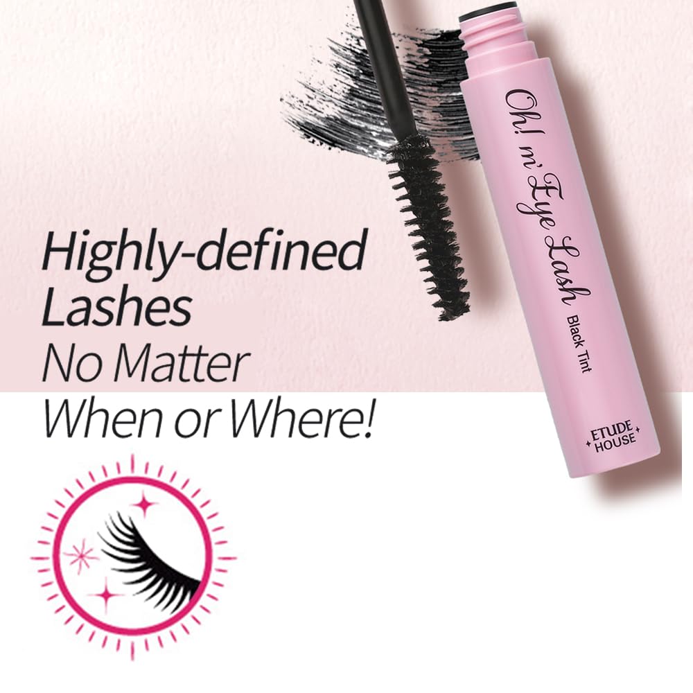 ETUDE Oh M'Eye Lash Black Tint Mascara – Natural Glossy Effect with Long Lasting Strong Curl System, Volume Enhancing, Smudge-Free, Improved fixation and water resistance, Korean Makeup, Kbeauty ETUDEAu supplements