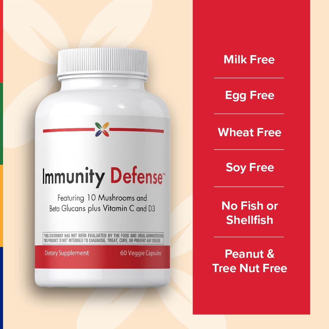 Stop Aging Now - Immune Support - with Vitamin C, Vitamin D3 and Mushroom Complex - 60 Vegetarian Capsules Stop Aging NowAu supplements