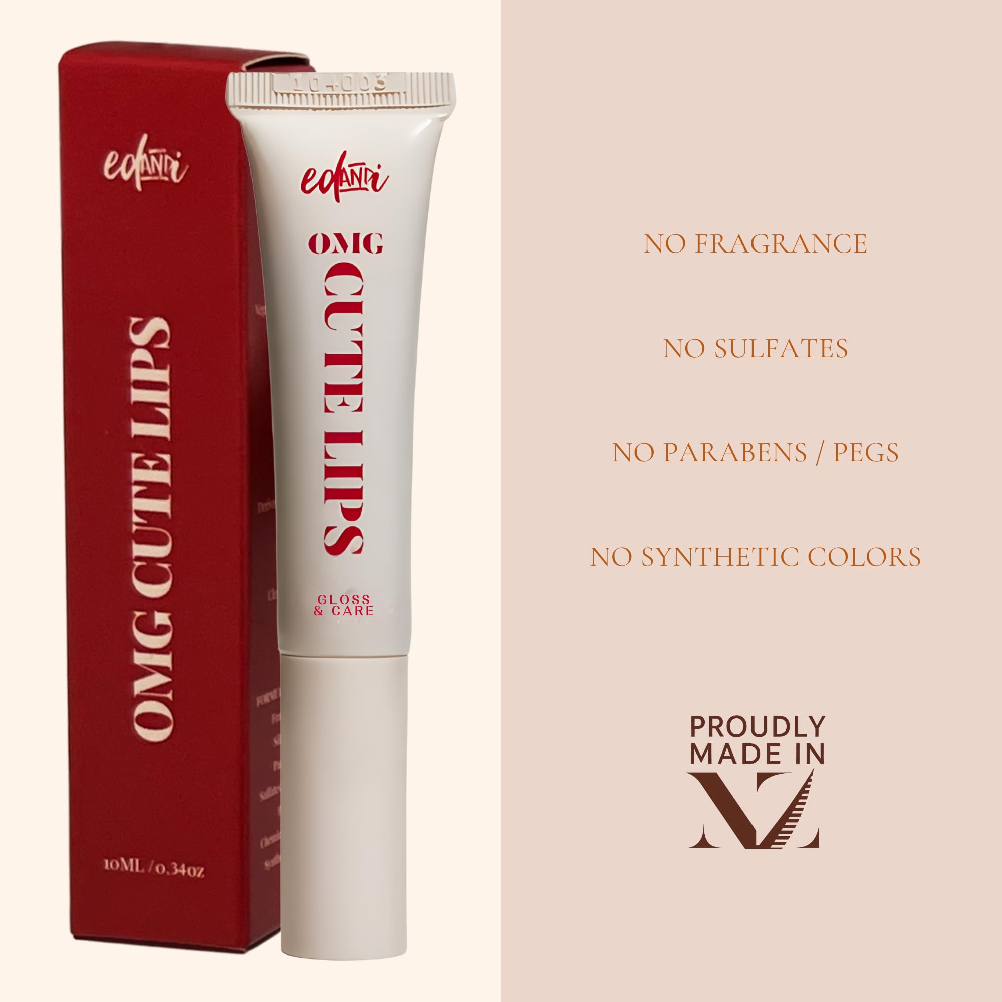 edandi ed&i OMG Cute Lips – Lip Gloss for Women with Shea Butter for Hydration, Light Shimmer, Lip Tinted High Shine Finish, Long Lasting Lip Gloss in Red Vanilla Frosting, Lightweight & Non-sticky edandiAu supplements