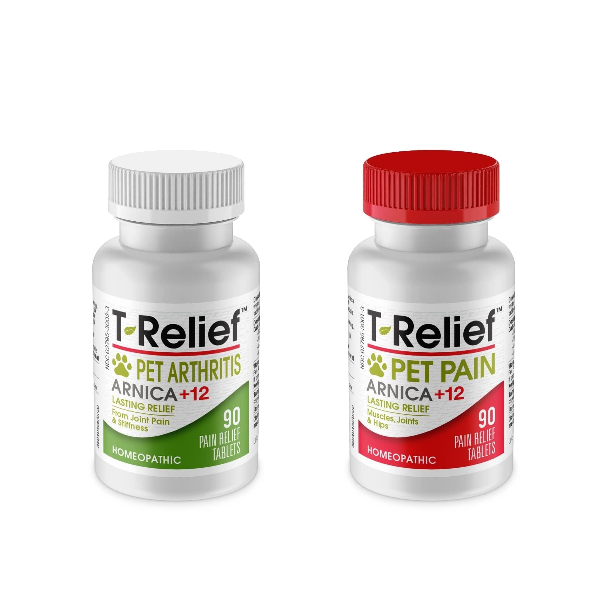 MediNatura Plant-Powered Pet Pain Relief Bundle T-Relief Pet Pain Tablets (90) + T-Relief Pet Arthritis (90) 12 Plant-Based Homeopathic Pain Relievers with Arnica - Support for Muscles, Joints + HIPS MediNaturaAu supplements