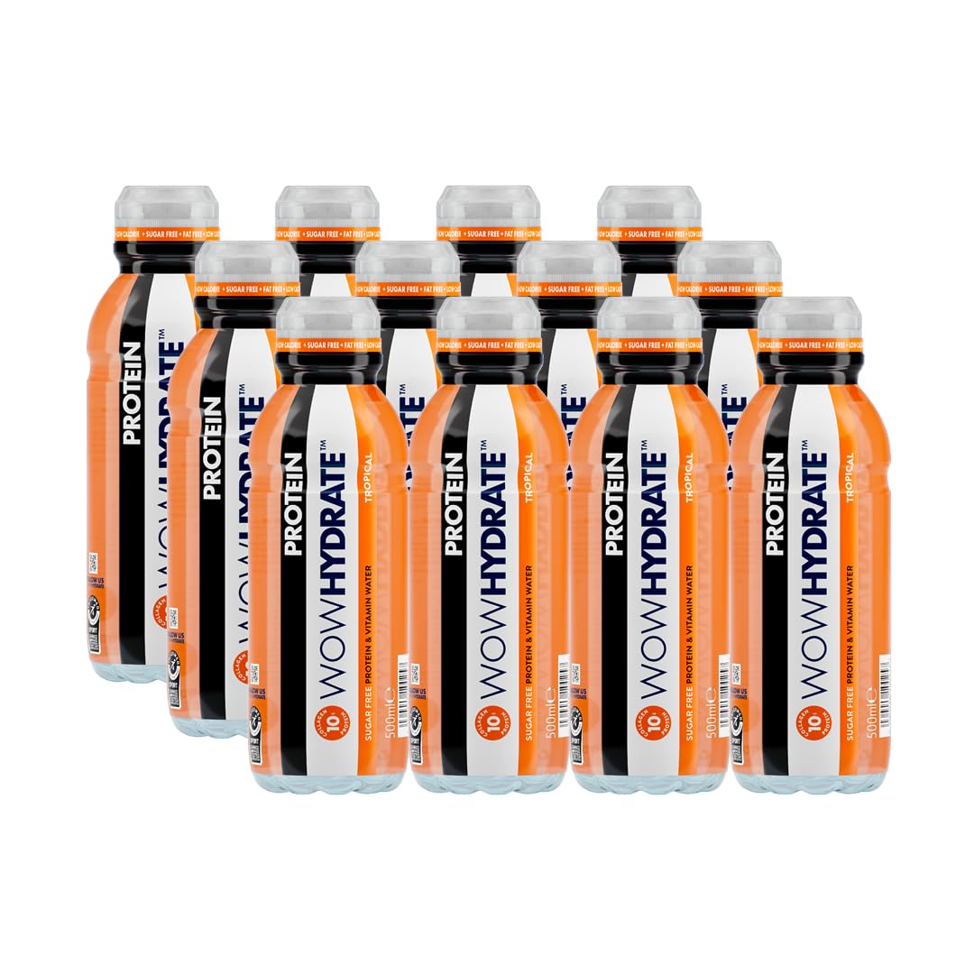 WOW HYDRATE Protein Water, Tropical Flavour Protein Drink, Natural Flavourings, Healthy Hydration WOW HYDRATEAu supplements