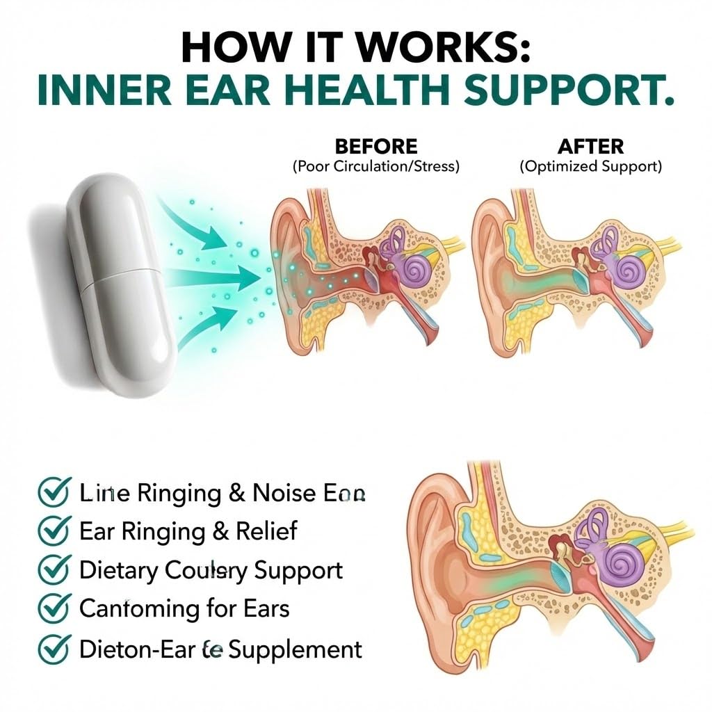 IHW Tinnitus Relief for Ringing Ears, 1200mg Tinnitus Relief Supplement, 120 Capsules, with Vitamin B Complex & C, Reduces Ringing in Ears, Promotes Hearing Wellness & Comfort IHWAu supplements