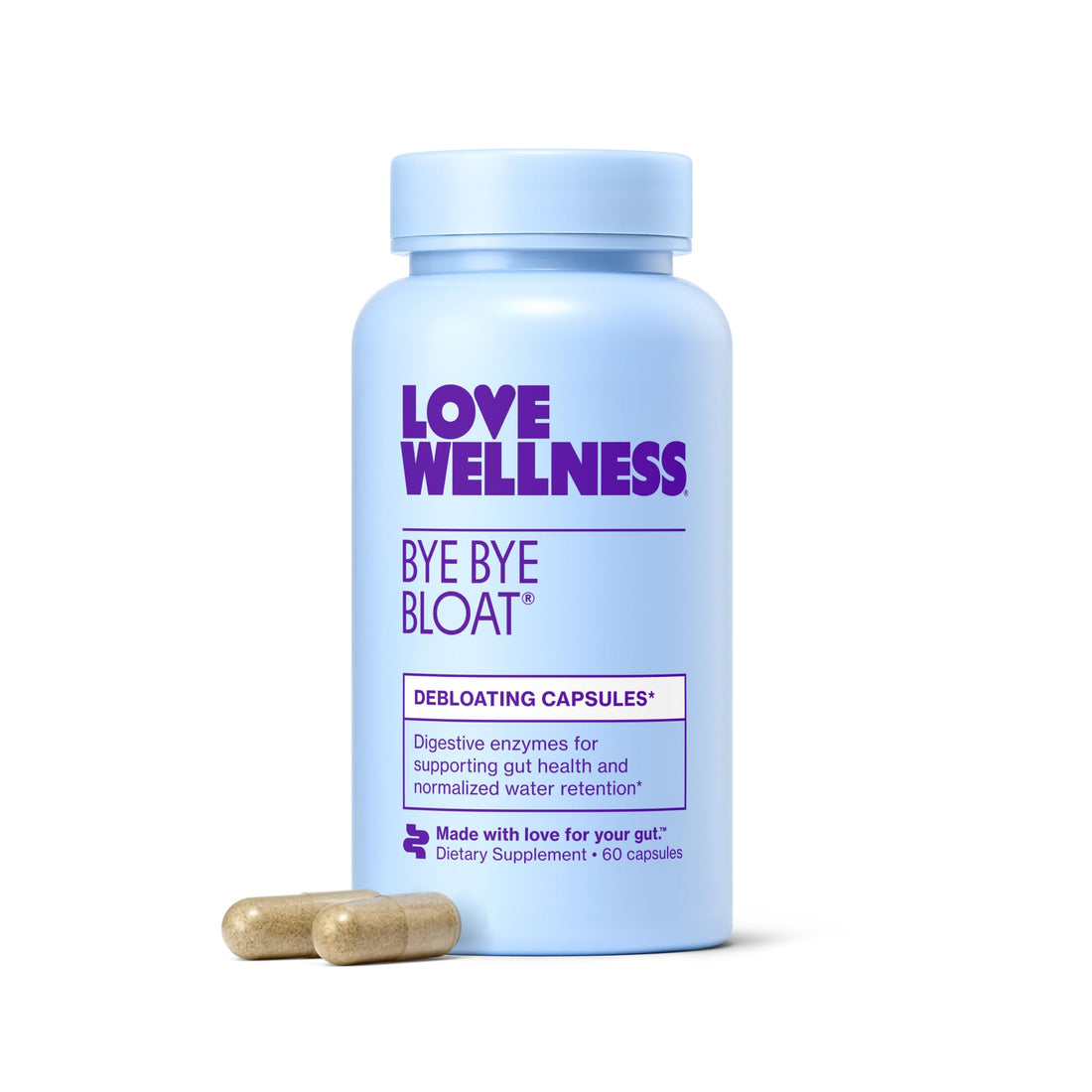 Love Wellness Bye Bye Bloat | Digestive Enzymes for Fast Acting Bloating Relief for Women | Helps Reduce Water Retention & Gas Relief | Supports Digestive Health Love WellnessUS supplements