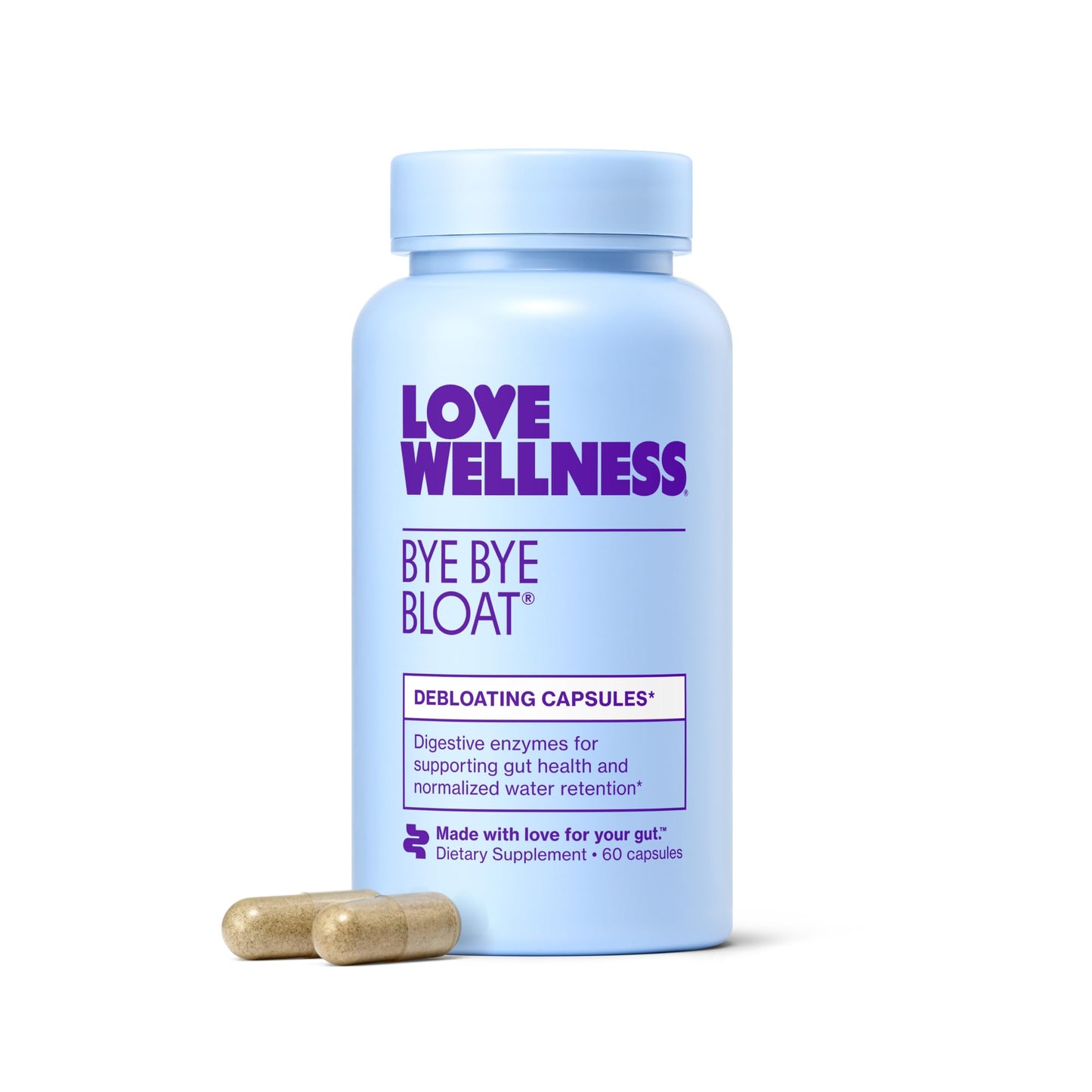 Love Wellness Bye Bye Bloat | Digestive Enzymes for Fast Acting Bloating Relief for Women | Helps Reduce Water Retention & Gas Relief | Supports Digestive Health Love WellnessUS supplements