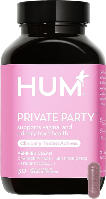 HUM Private Party Pills - Vaginal Probiotics for Women's Ph Balance with Cranberry HUMUS supplements