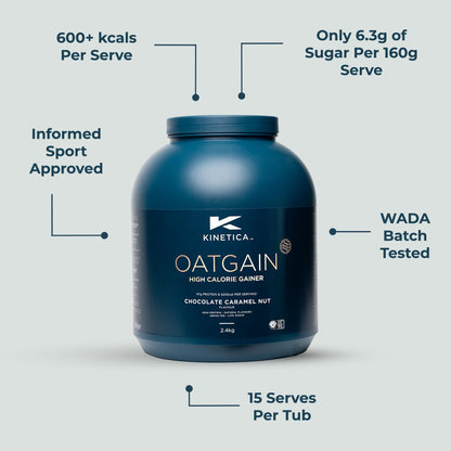 Kinetica OatGain Weight Gainer 600+ Calories & 47g Protein per Serving, 2.4 kg KineticaUS supplements