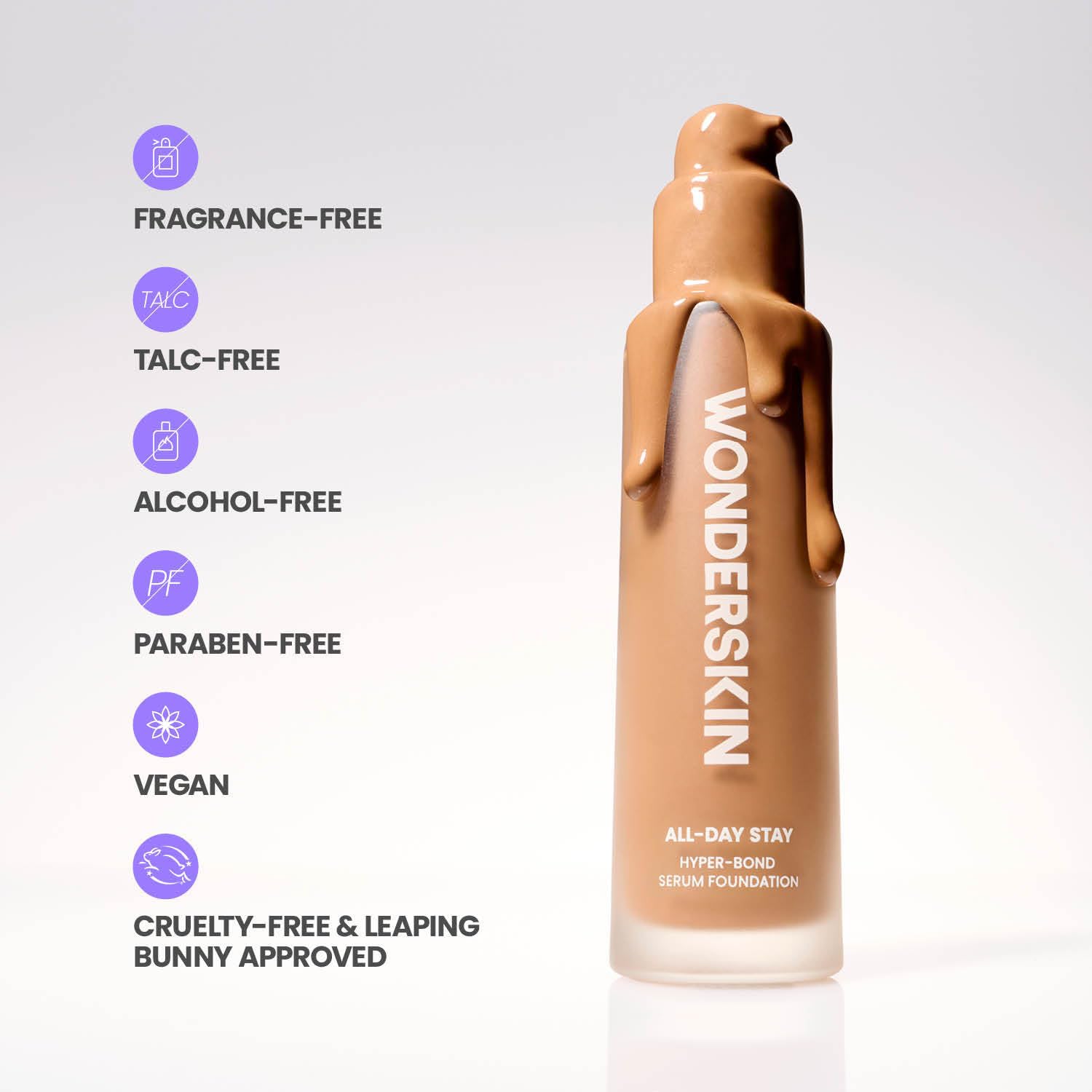 Wonderskin Hyper Bond All-Day Stay Serum Foundation – Waterproof, Transfer-Proof, 24HR Longwear Face Makeup with Niacinamide & Hyaluronic Acid – Lightweight, Natural Finish (Moonstone) WonderskinAu supplements