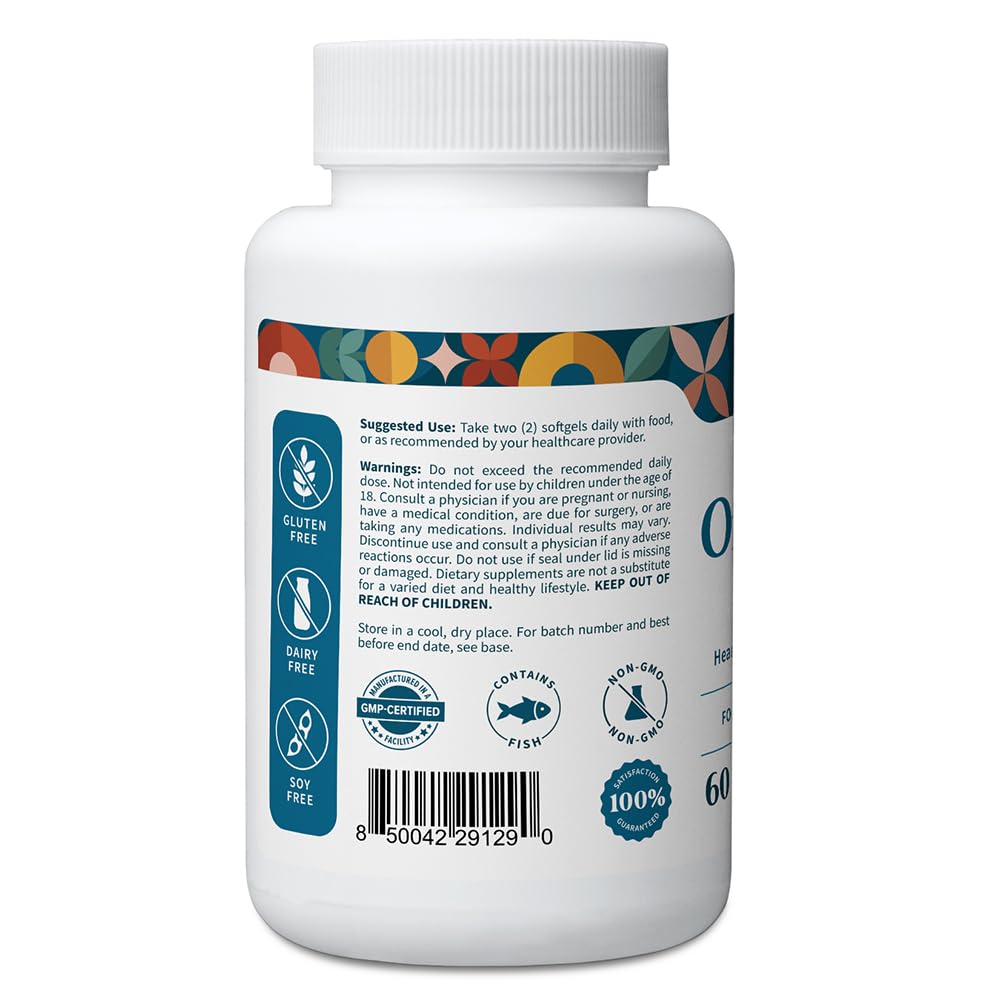 Pattern Wellness Omega 3 Softgels - Pure Fish Oil Formula - Helps Maintain Brain, Heart & Joint Health - 3rd Party Lab Tested - Non-GMO, Dairy-Free, Gluten-Free - 60 Softgels Pattern WellnessAu supplements