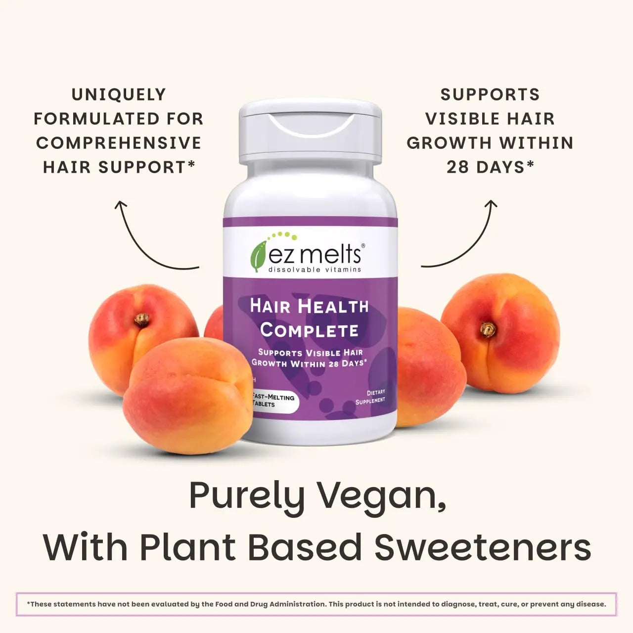 EZ Melts Hair Health Complete - Hair Supplement to Support Strength & Growth - Includes AnaGain Nu, Biotin, Apigenin, Bambo Silica & More - 60 Sublingual Tablets (30 Servings) EZ Meltsnz supplements