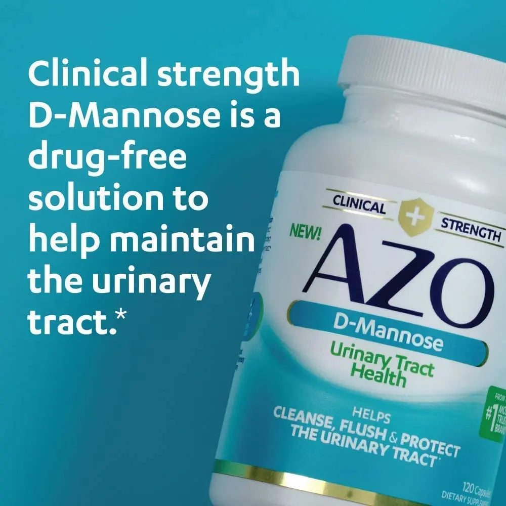 AZO D Mannose Urinary Tract Health, Cleanse, Flush & Protect The Urinary Tract, No.1 Pharmacist Recommended Brand, Clinical Strength, Non-GMO, 120 Count (Pack of 2) AZOAu supplements