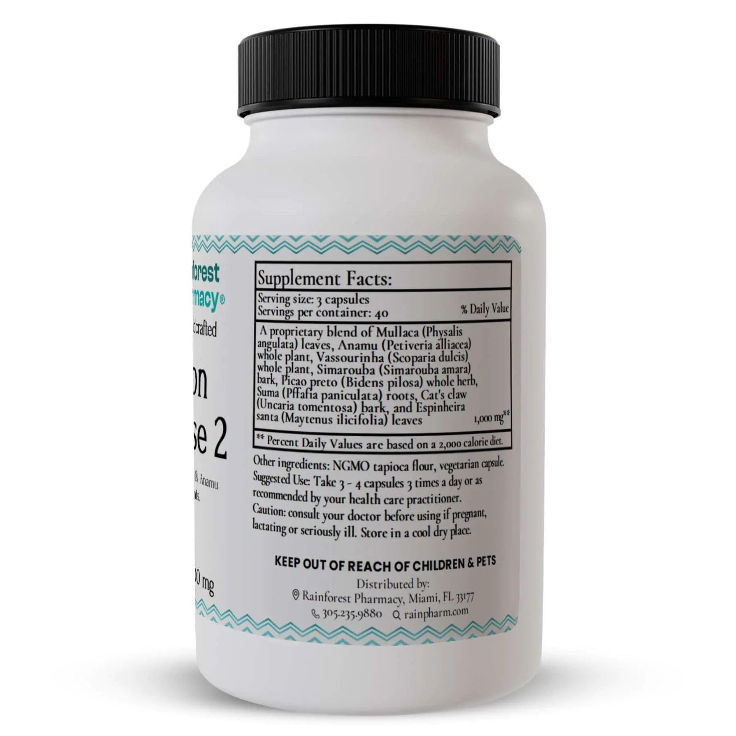 Rainforest Pharmacy N-Tense (2) Wildcrafted Amazon Rainforest Herbal Supplement to Support Cellular Health 500mg | 120 Vegetable Capsules with Mullaca, Anamu, Cat’s Claw, Suma Rainforest PharmacyAu supplements