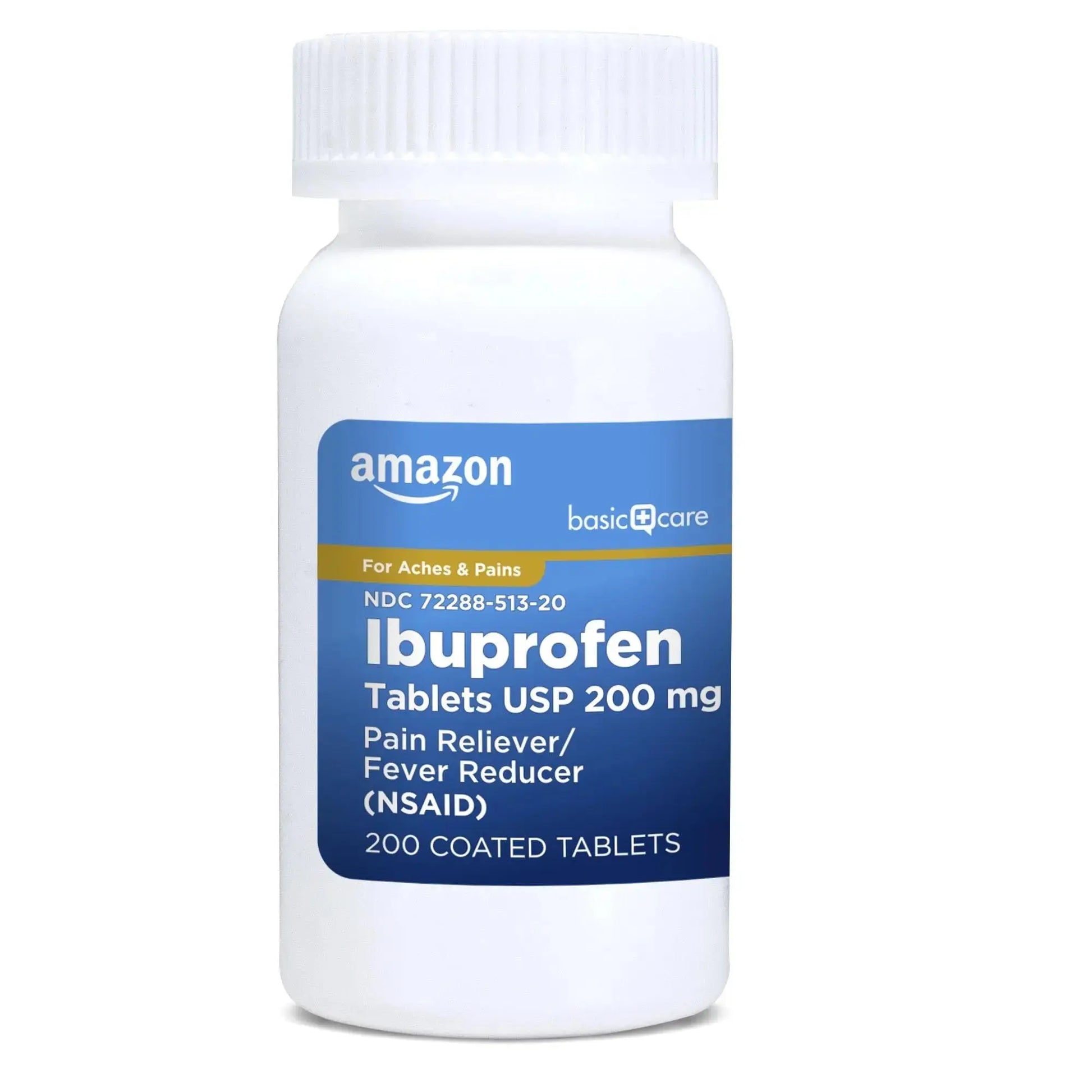 Amazon Basic Care Ibuprofen Tablets, Fever Reducer and Pain Relief from Body Aches, Headache, Arthritis Pain and More, Brown 200 Count Amazon Basic CareAu supplements