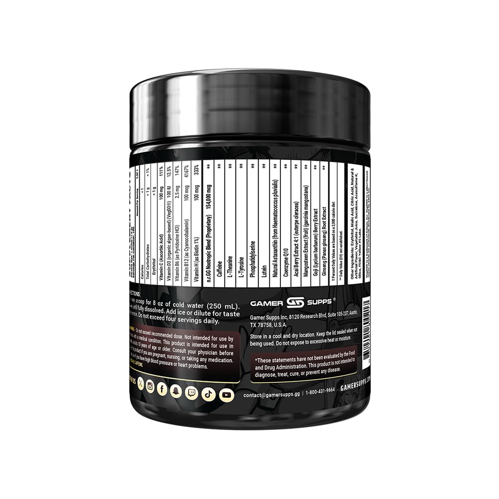 Gamer Supps GG Energy - Schlatt Milk by jschlatt (100 Servings) - Keto Friendly Gaming Energy and Nootropic Blend, Sugar Free + Organic Caffeine + Vitamins + Immune Support, Powder Drink Gamer SuppsAu supplements