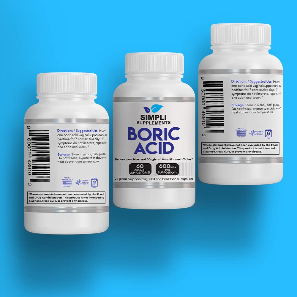 Simpli Supplements 60 Boric Acid Suppositories - Modern Support & Ancient Remedy - Scientifically Simpli SupplementsAu supplements