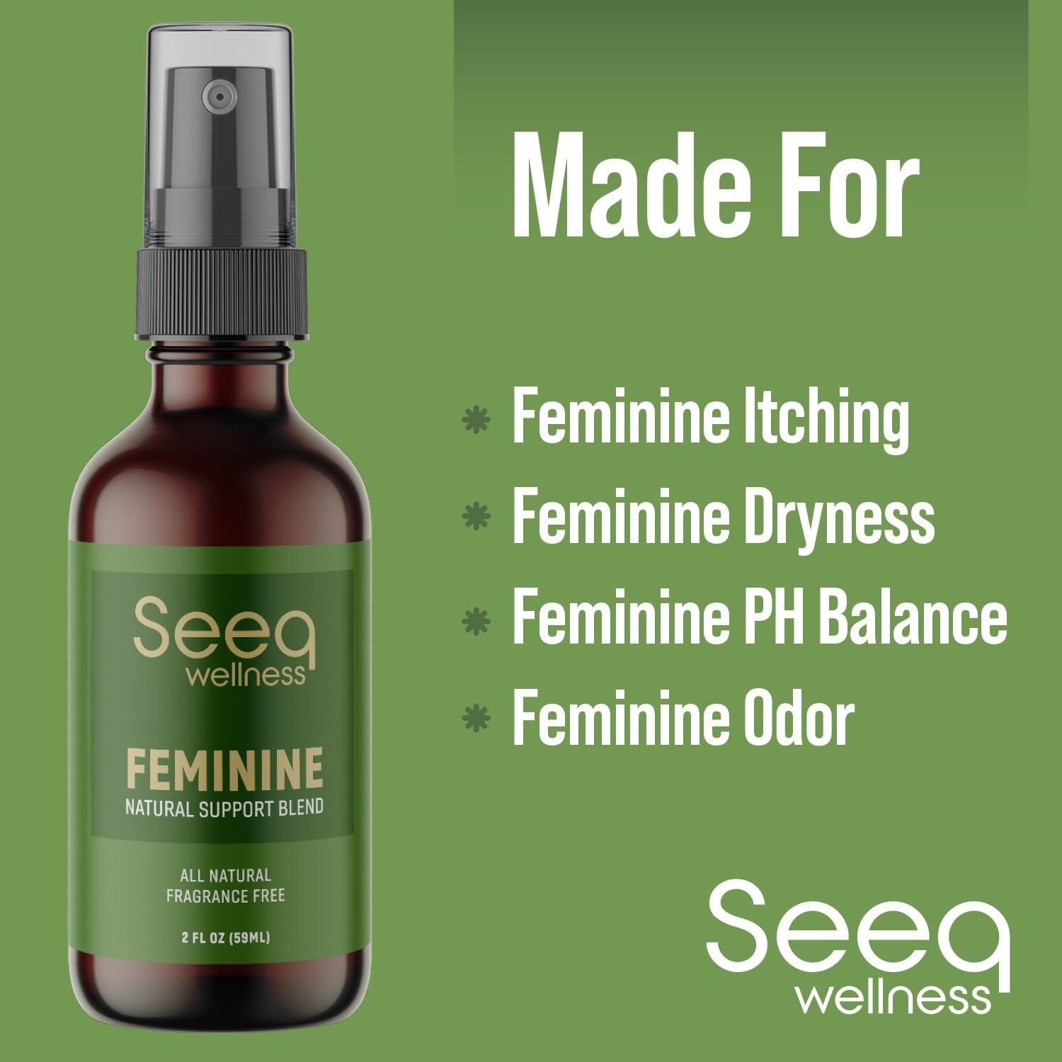 All Natural Feminine Deodorant Spray - for Vaginal Itch, Irritation & Odor - Feminine Hygiene Spray Seeq WellnessAu supplements