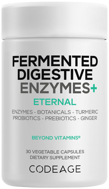 Codeage Fermented Digestive Enzymes Supplement - 14 Digestive Enzymes, Probiotics, Prebiotics, Fermented Botanicals, Plant-Based Multi Pancreatic Enzymes - 1 Capsule a Day - 30 Capsules CodeageAu supplements