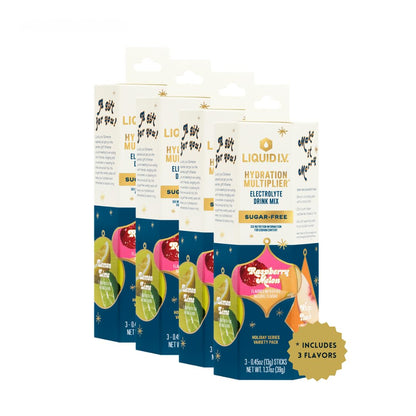 Liquid I.V.® Hydration Multiplier Sugar-Free - Variety Pack Stocking Stuffer - Raspberry Melon, Lemon Lime, and White Peach - 4 Pack (12 Sticks) Liquid I.V.US supplements